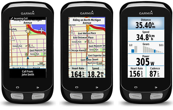 Garmin 1000 cycling computer with mapping software and smartphone connection