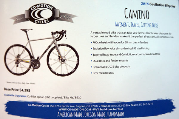 2015 Co-Motion Camino disc brake road bike