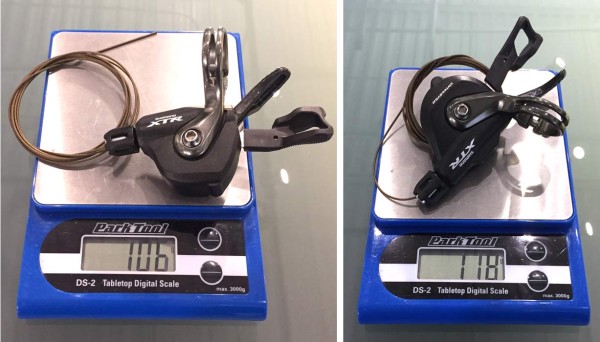 Shimano XTR M9000 mechanical mountain bike drivetrain component actual weights
