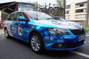 FDJ pro cycling team Skoda wagon team support vehicle