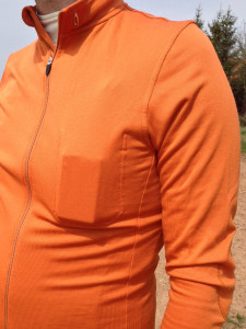 Isadore-Apparel_Long-Sleeve-Jersey_merino-wool-blend_Burnt-Orange_chest-pocket-elbow-pad-detail