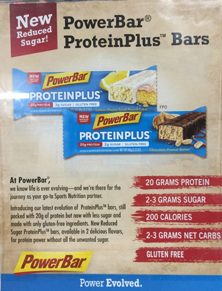 Powerbar protein plus bars now have less sugar