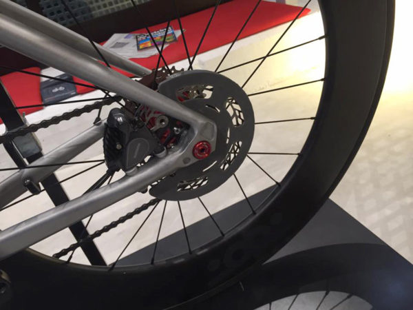 Tred prototype disc brake rotor shield for road bikes to protect riders from cuts and burns