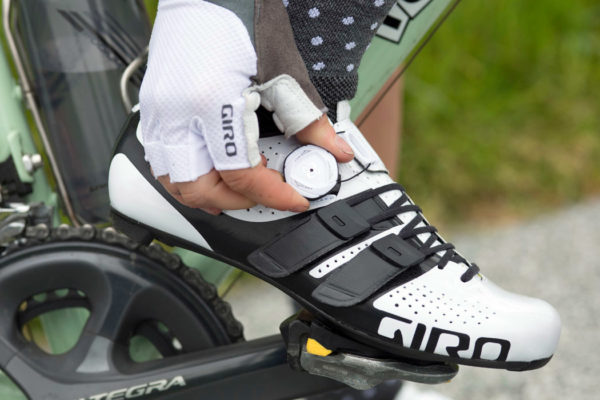 Giro-Factress-Techlace_womens-lace-up+Boa-dial_premium-carbon-soled-road-shoes_white-on-bike