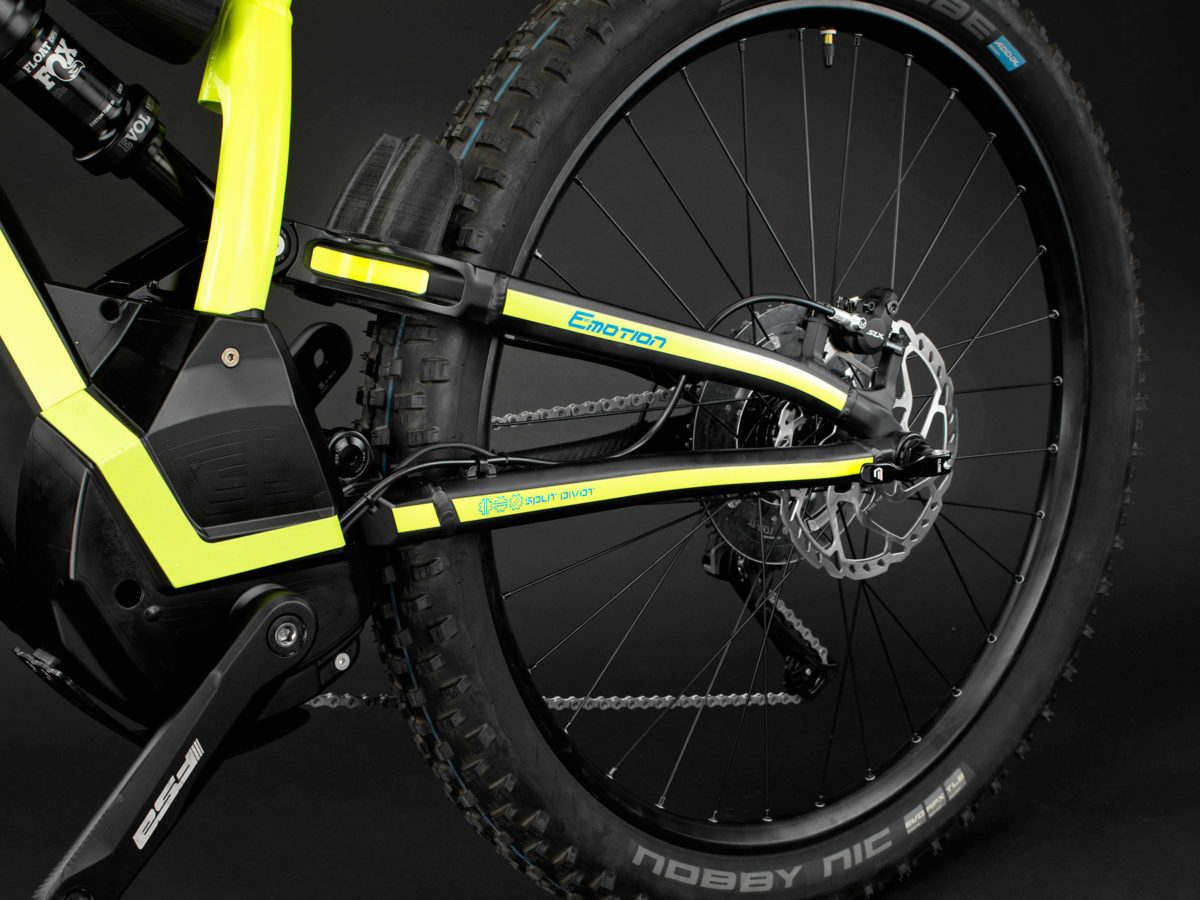 BH EMotion Atom X Lynx 6 27.5+ Plus Pro full-suspension e-bike eMTB trail enduro eEnduro mountain bike asymmetric seattube rear end
