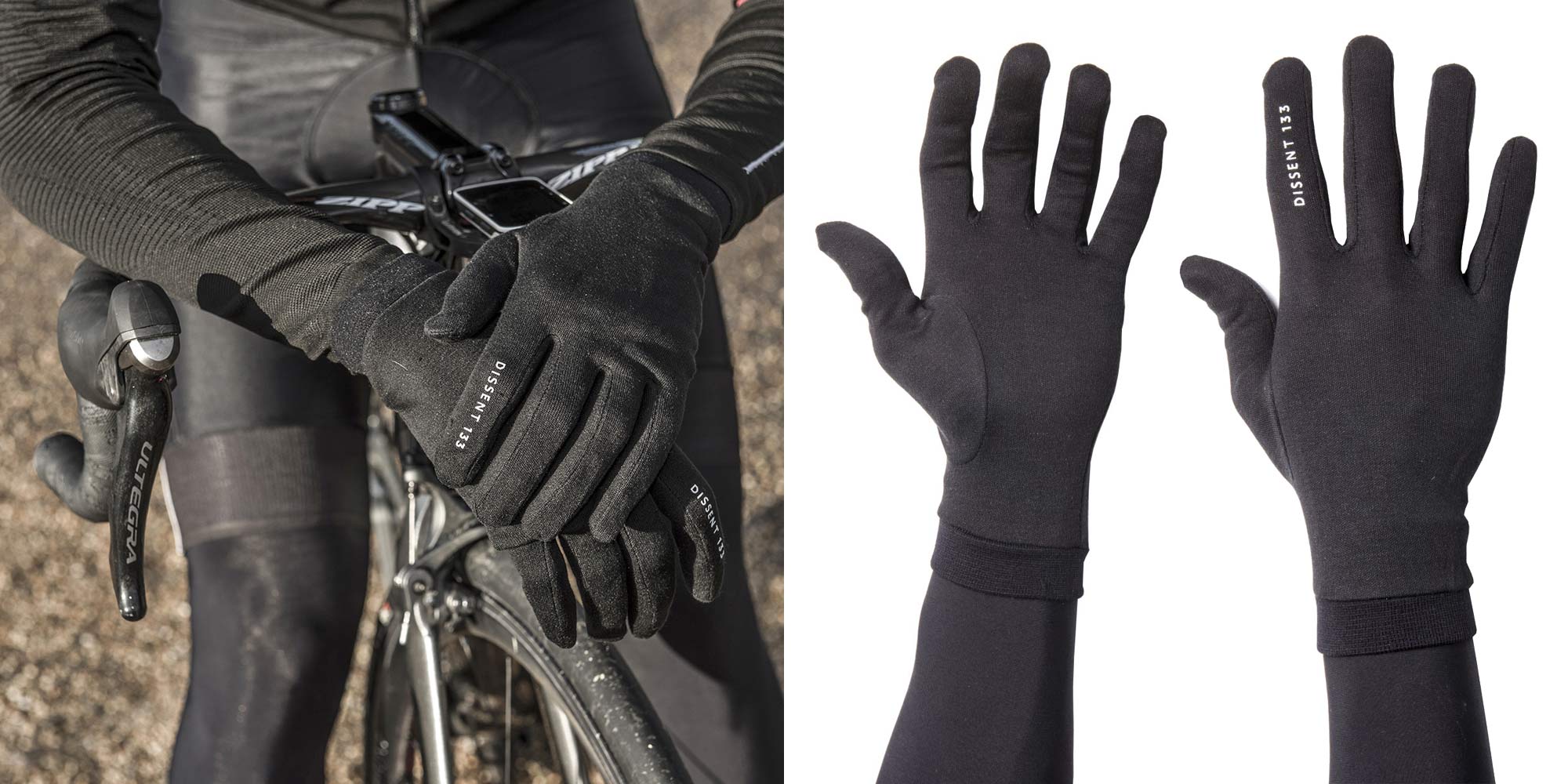 Dissent 133 by TheRiderFirm layered winter biking gloves wet cold cycling glove system silk insulating liner glove