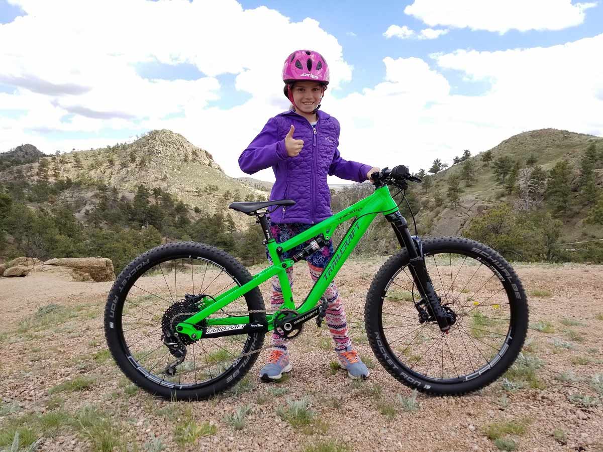 The Trailcraft Cycles Maxwell 24-inch full suspension mountain bike for kids
