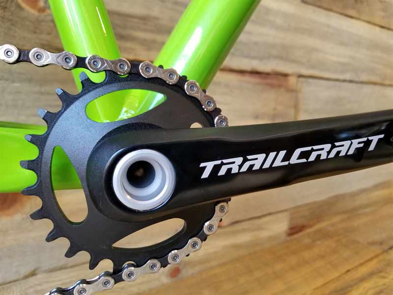 trailcraft kids mountain bike cranksets offer short arms with direct mount narrow wide chainrings for youth