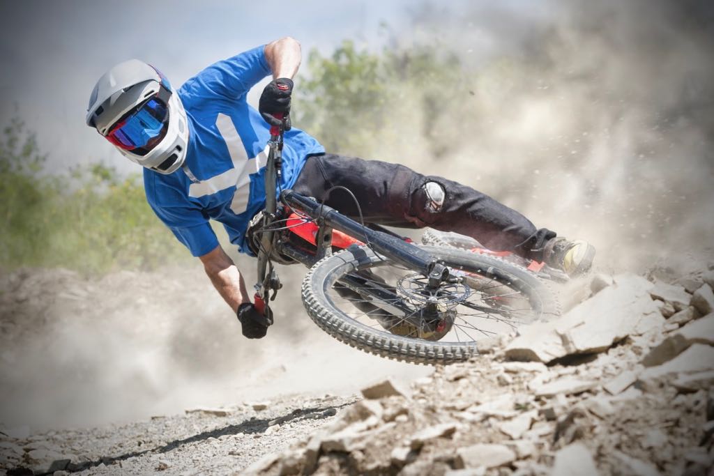 Pushing limits is the cause of most mountain bike crashes.