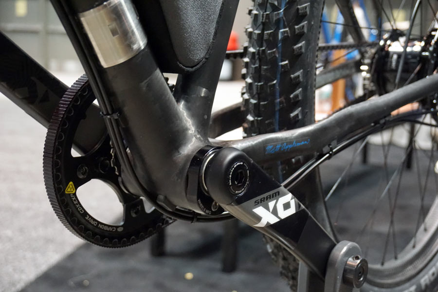 nabs 2018 appleman carbon drop bar fat bike with titanium S-and-S couplers clears a four inch tire and uses a Rohloff internally geared rear hub
