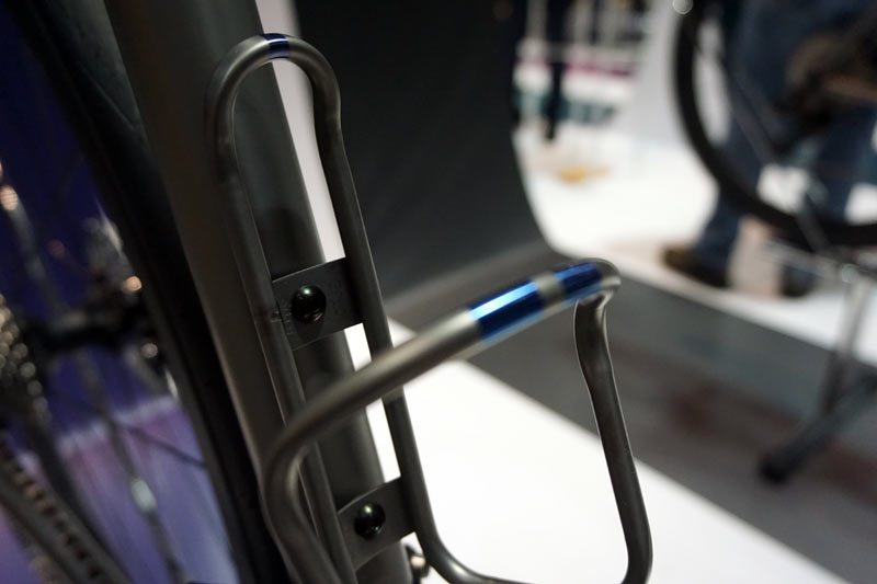 custom anodized titanium king cage water bottle cages from Mosaic Cycles