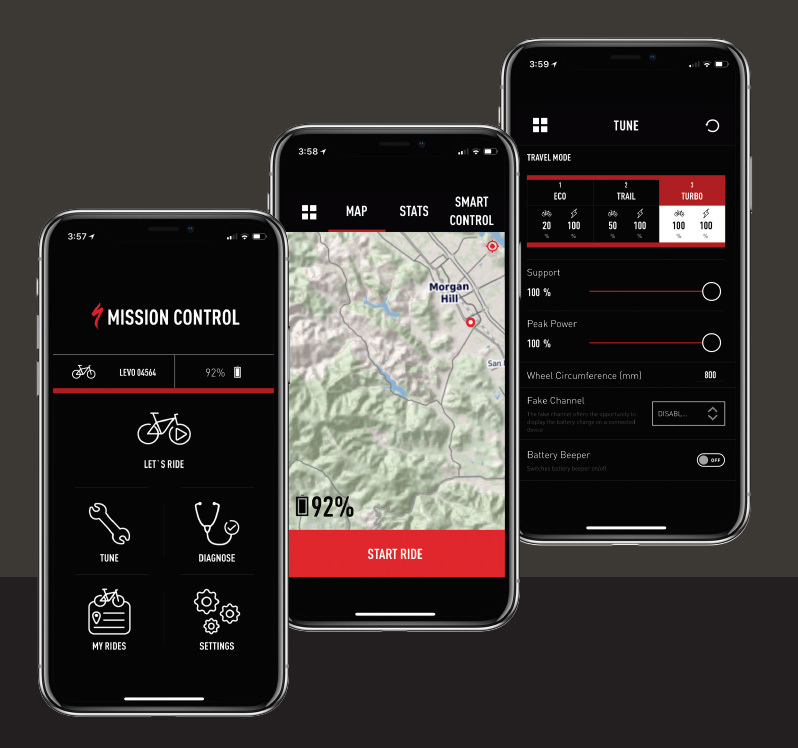 specialized mission control app ebike customization screens