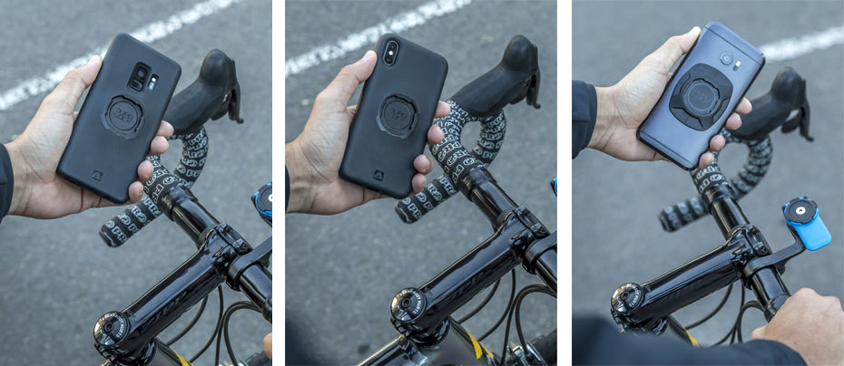 quad lock out front mount pro offers an aerodynamic and universal smartphone mount for bicycle handlebars