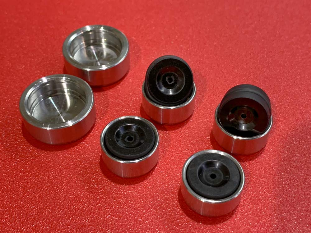 TRP hybrid brake pistons use a combination of materials to improve heat resistance