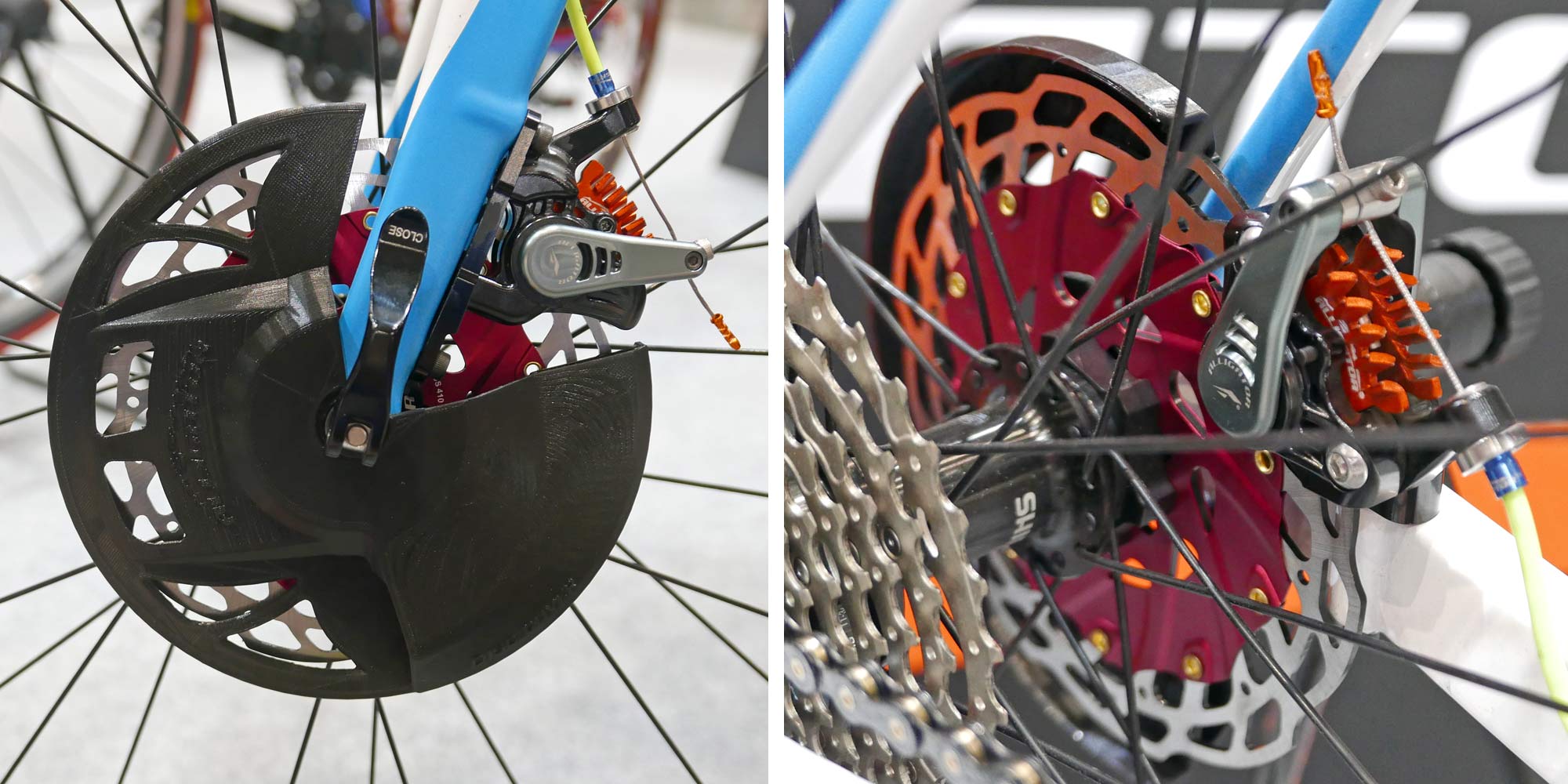 Alligator Disc Covers, prototype cooling rotor protectors, road bike disc brake rotor protective covers with integrated anti-overheating cooling