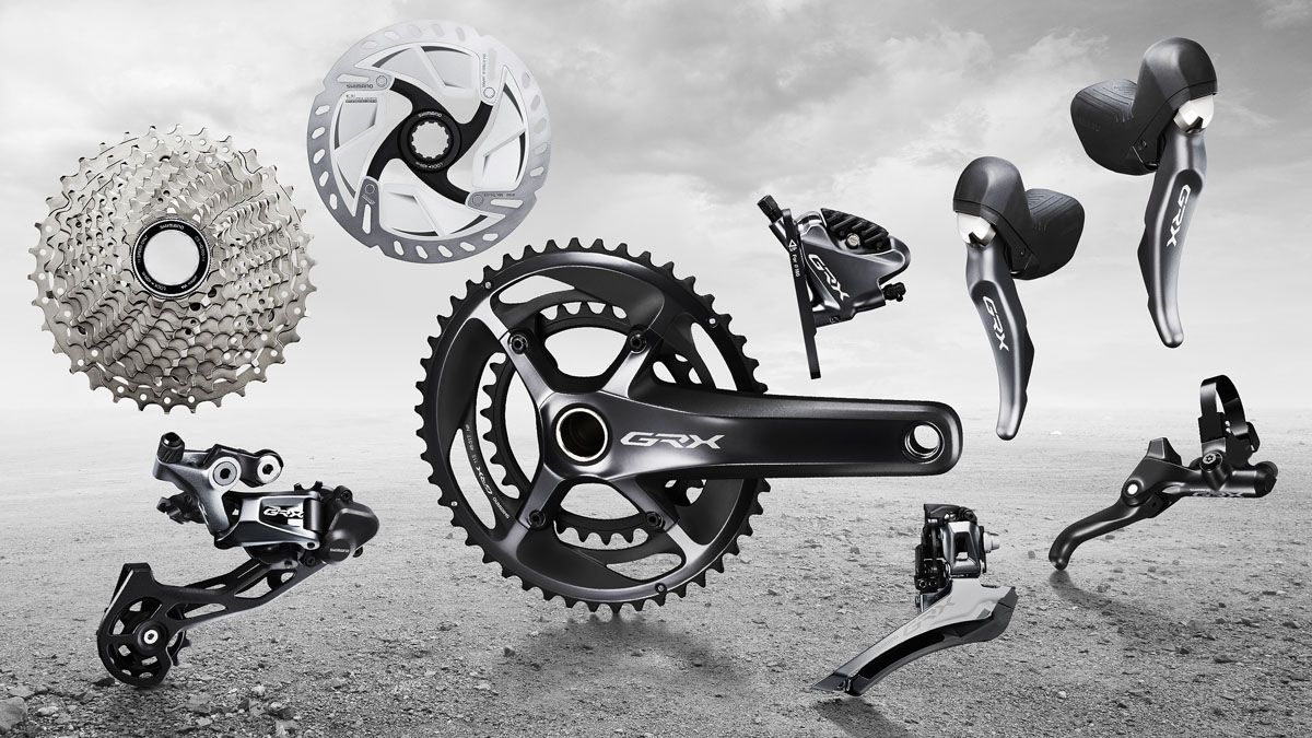 Shimano GRX is the first component group dedicated to gravel with 10 and 11 speed options for both mechanical and di2 shifting with hydraulic brakes. 