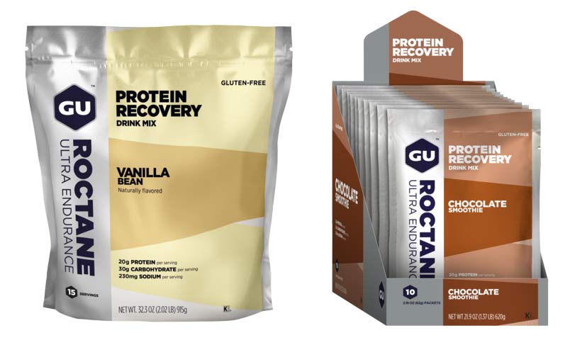 new GU Roctane recovery drink mix with 20g whey protein per serving