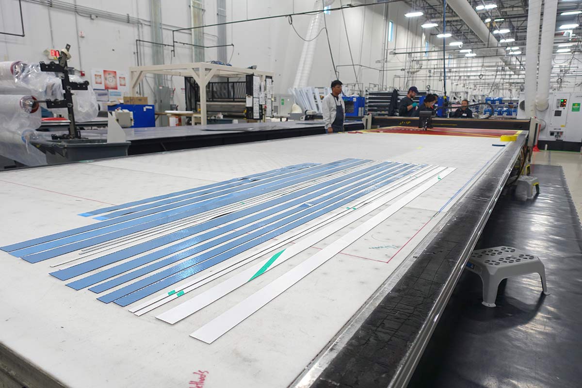carbon cutting table at Zipp headquarters and rim factory