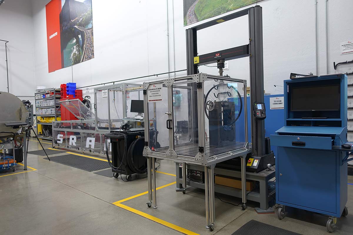 zipp carbon rim and wheel testing equipment shown on factory tour