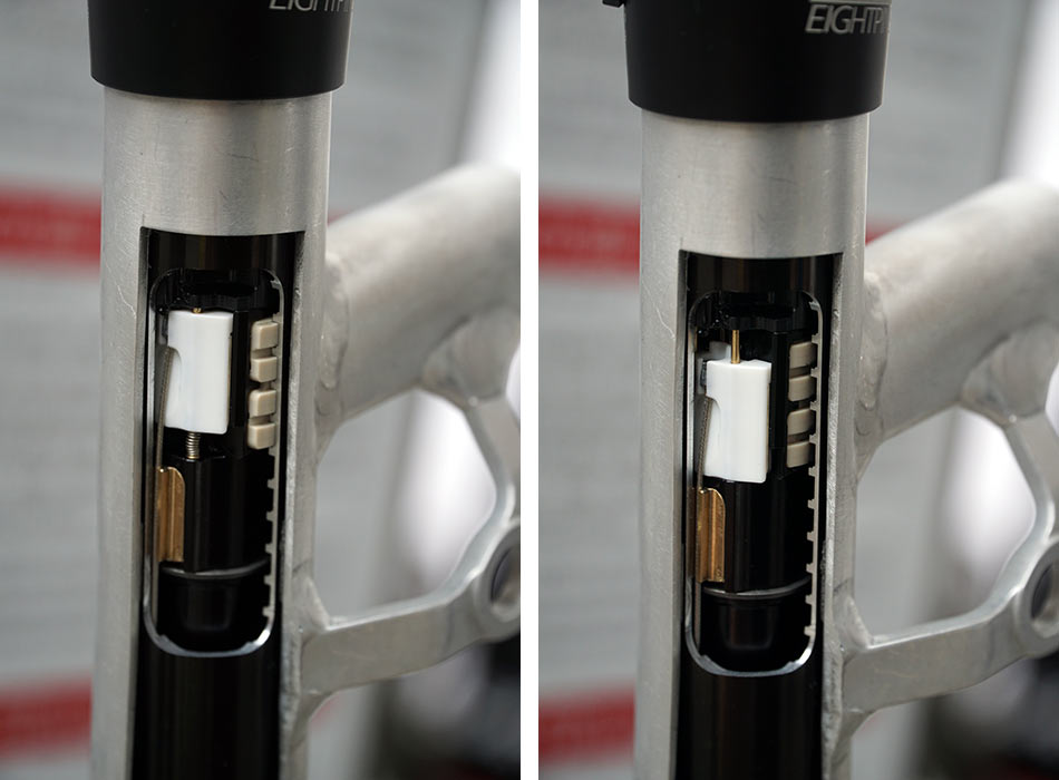 how does EightPins integrated dropper seatpost work
