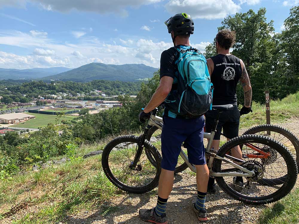 tannery knobs mountain bike park overlooks the ballpark so you can watch fireworks from above the parking lot