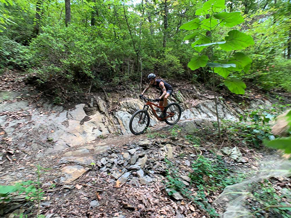 natural rock offers great technical mountain biking at tannery knobs bike park