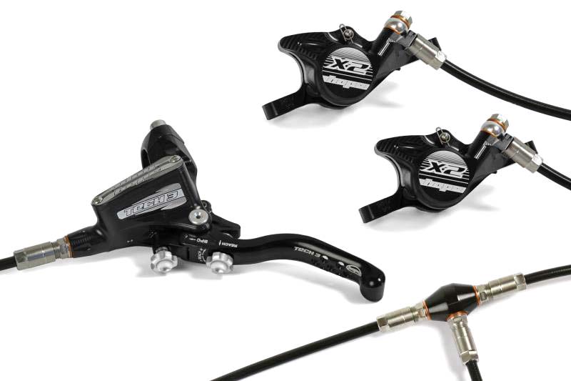 Hope Tech 3 X2 Uno double hydraulic disc brake, 2-brakes 1-levers 1-hand, Hopetech CNC-machined dual hydraulic brake lever