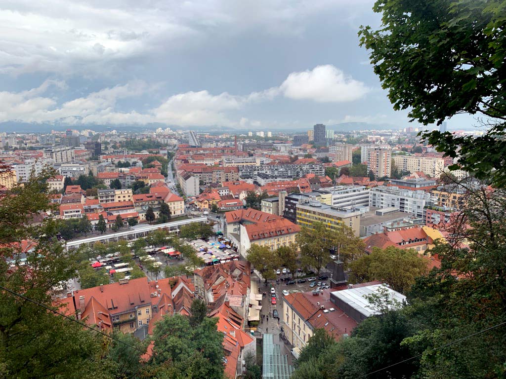 view of downtown ljubljana from the castle vernacular
