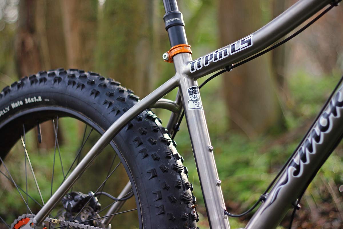 Smokestone Ti Pin LS fat bike, progressive geometry titanium enduro all-mountain Pinion gearbox fatbike