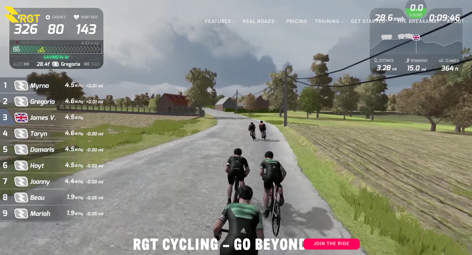 RGT cycling virtual indoor riding app lets you race against friends
