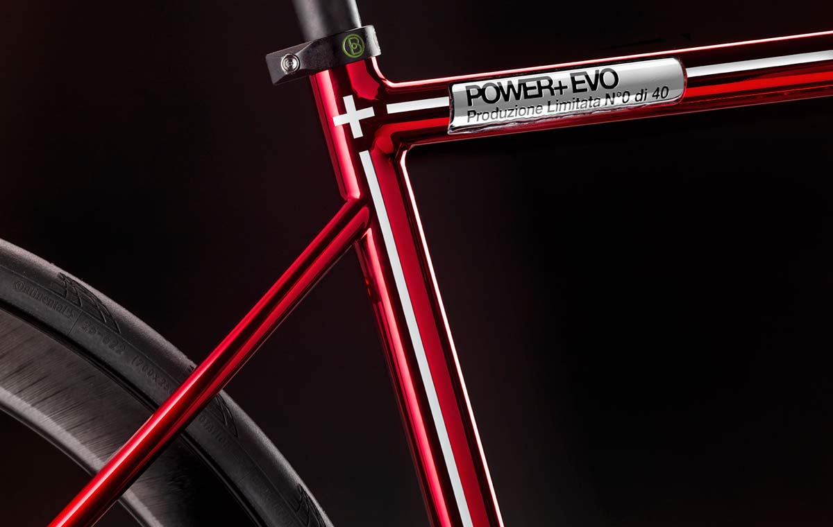 Battaglin Power Plus EVO ltd road bike, limited edition modern lightweight custom handmade Italian steel road bike, Power+ EVO is the first steel frame designed for an integrated cockpit with fully hidden cable routing