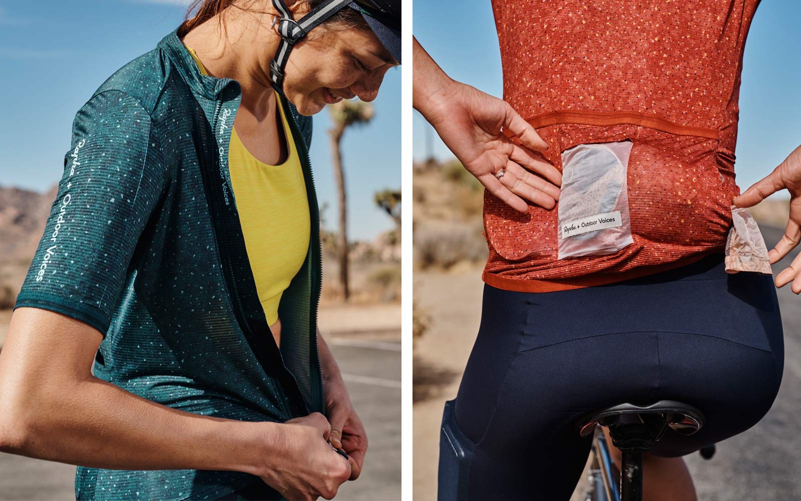 Rapha+Outdoor Voices women's cycling collection, casual performance riding kit clothing collaboration, photo by Cait Oppermann