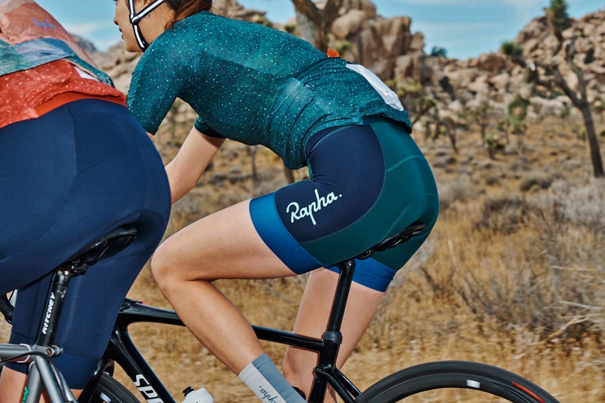 Rapha+Outdoor Voices women's cycling collection, casual performance riding kit clothing collaboration