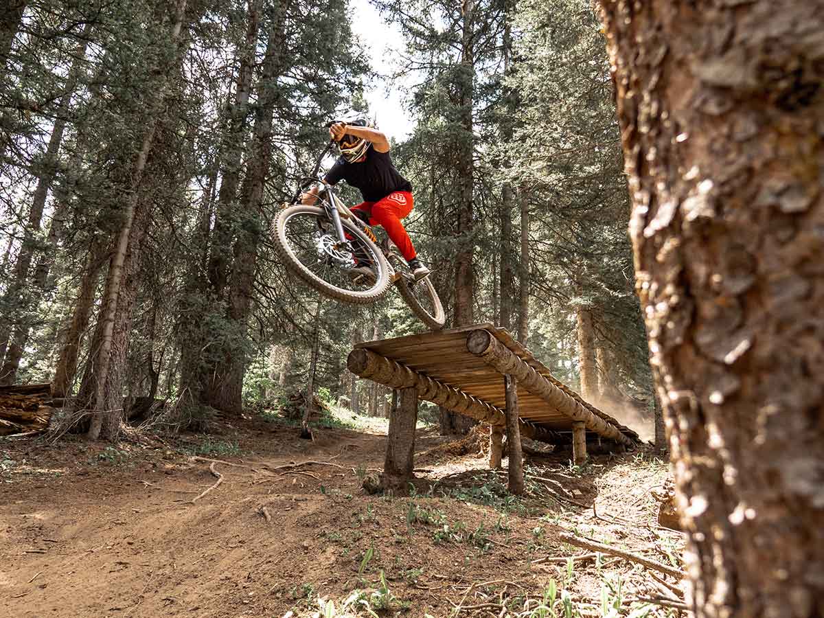 skills sections and ramps on advanced mountain bike trails in purgatory bike park
