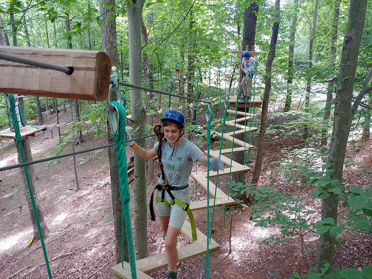 Treetop Quest high ropes course at Explore Park near Roanoke Virginia