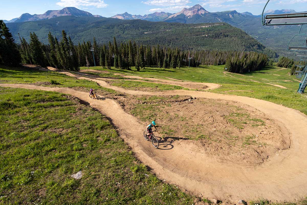 family friendly and beginner trails and skills sections at purgatory bike park in durango Colorado
