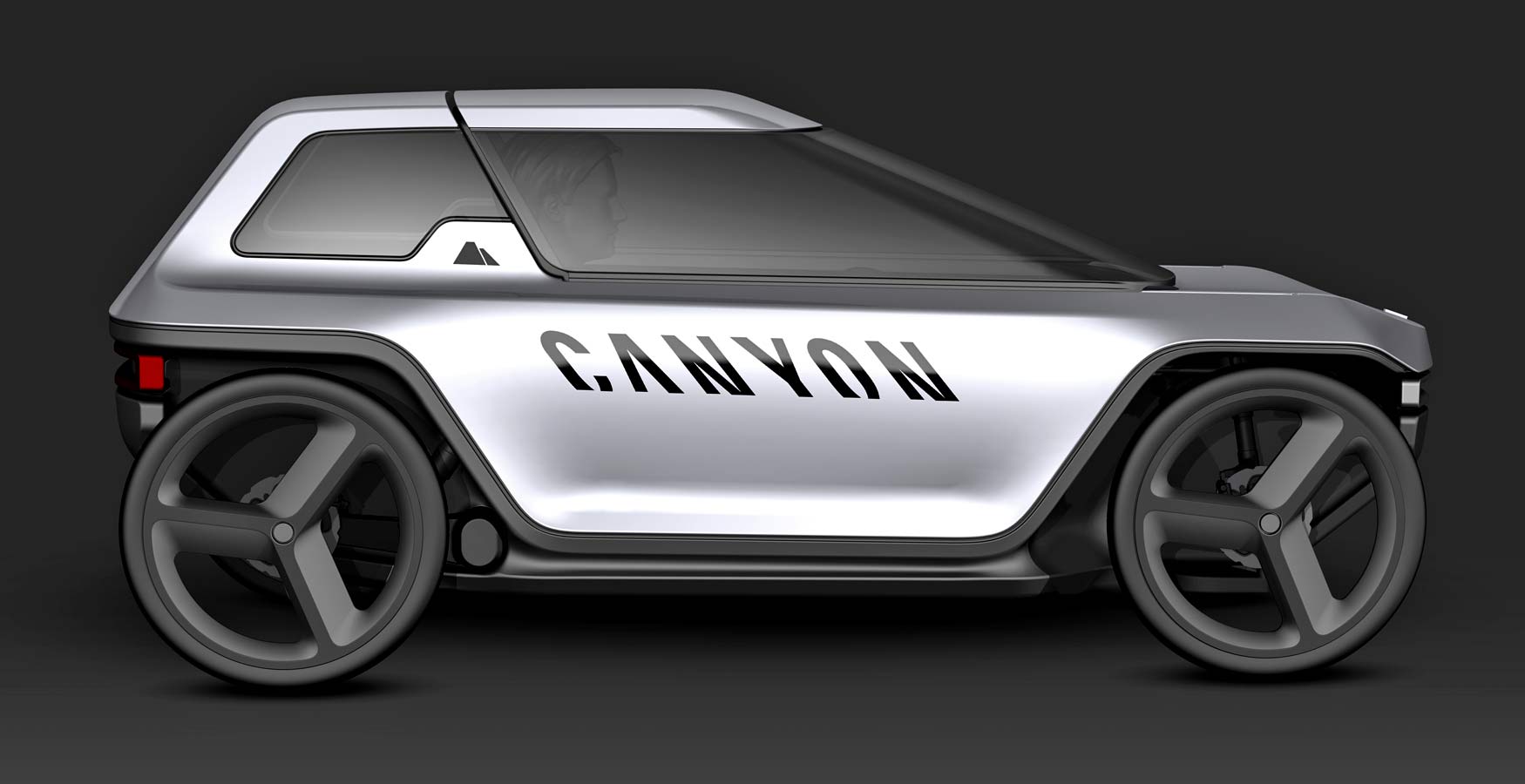 Canyon Future Mobility Concept, electric-assist commuter pedal car, prototype micro car, rendering side
