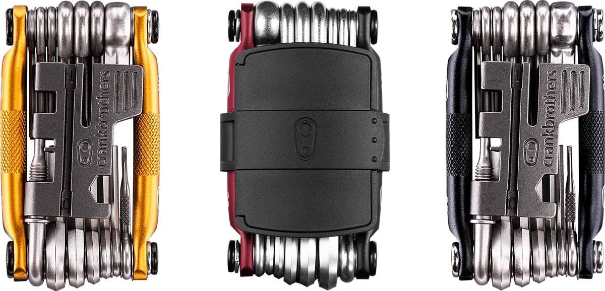 m20 crankbrothers multitools available in gold black red colorways
