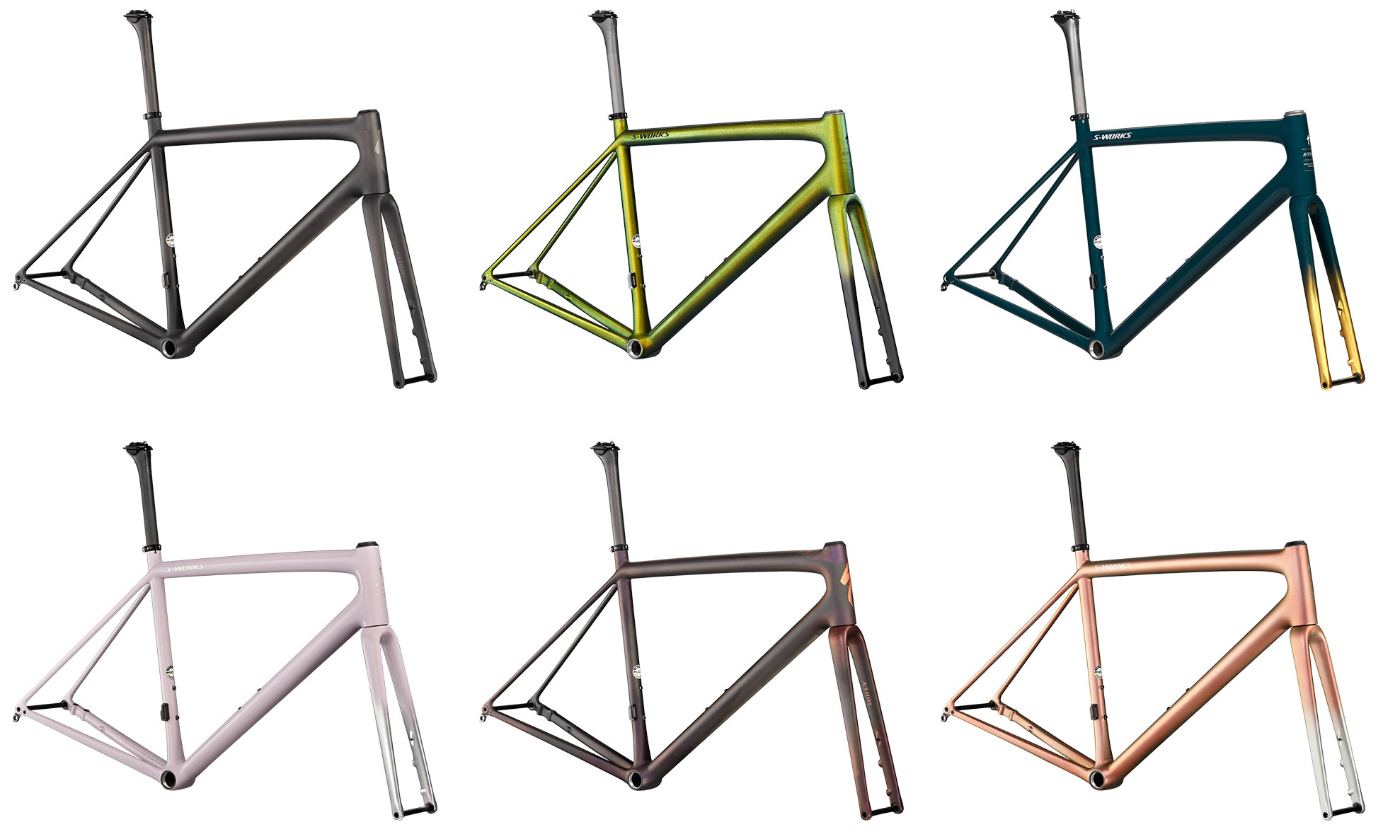 paint color options for the Specialized Aethos S-Works road bikes and framesets
