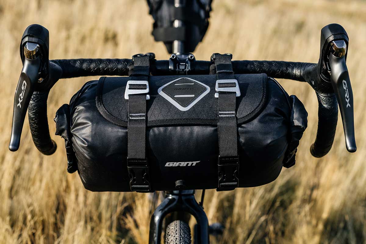 giant h2pro handlebar dry bag features air bleed valve full compression attaches three locations secure carry