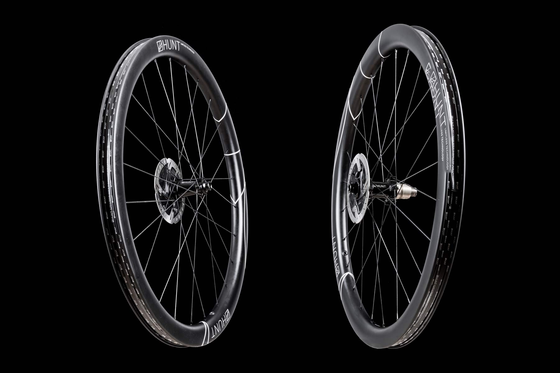 Hunt 42 Limitless Gravel Disc aero gravel wheels, faster more stable aerodynamicist carbon gravel bike wheels, black