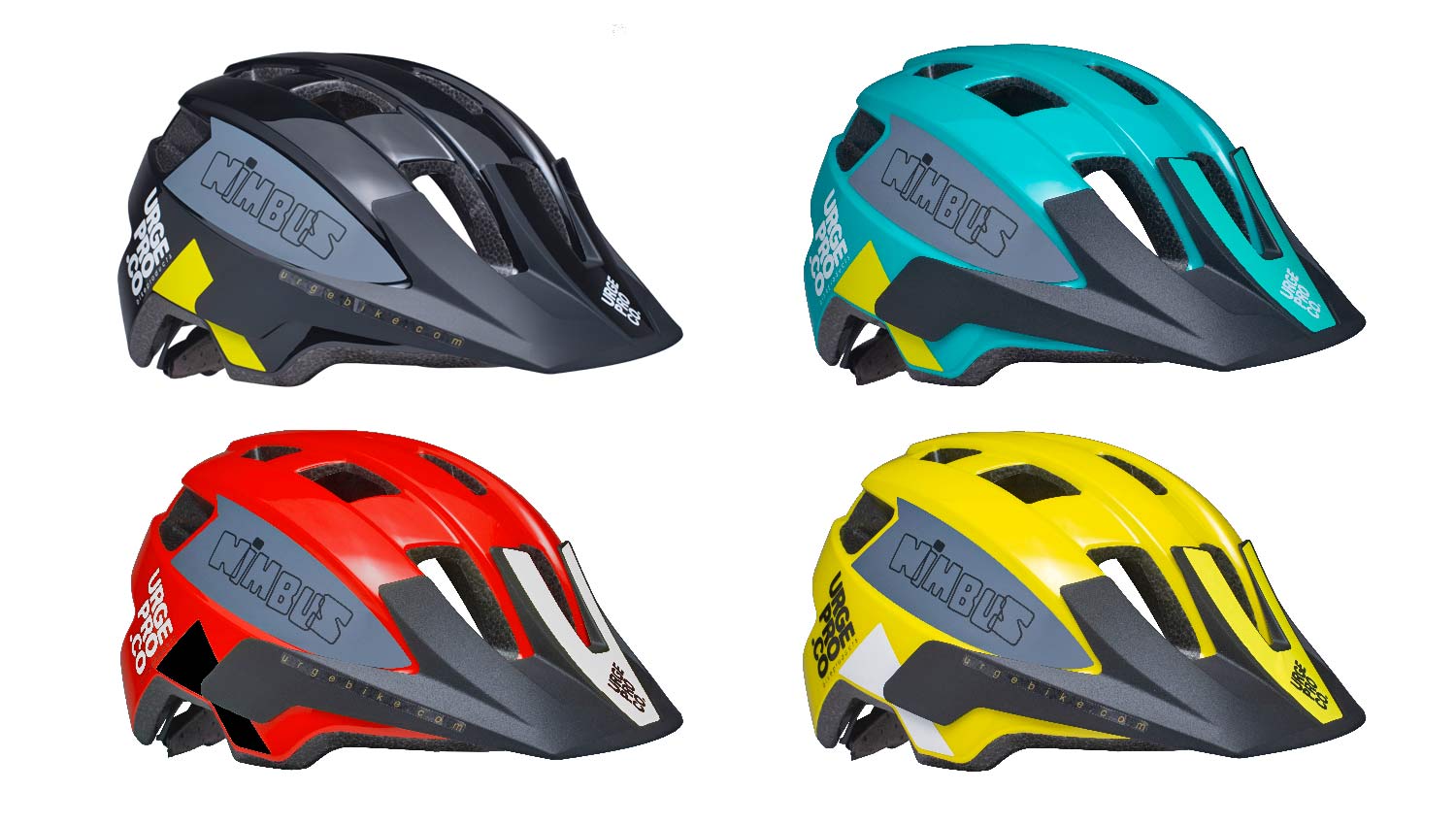 Urge Nimbus kids MTB helmet, affordable child-sized eco-friendly all-trail all-mountain bike head protection, colors