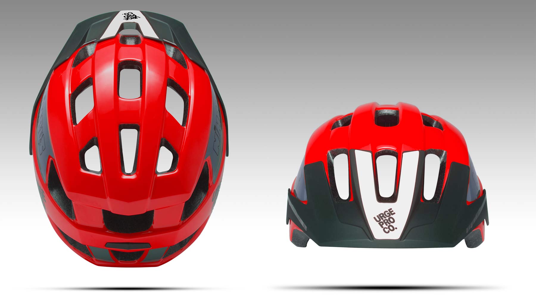 Urge Nimbus kids MTB helmet, affordable child-sized eco-friendly all-trail all-mountain bike head protection, top details