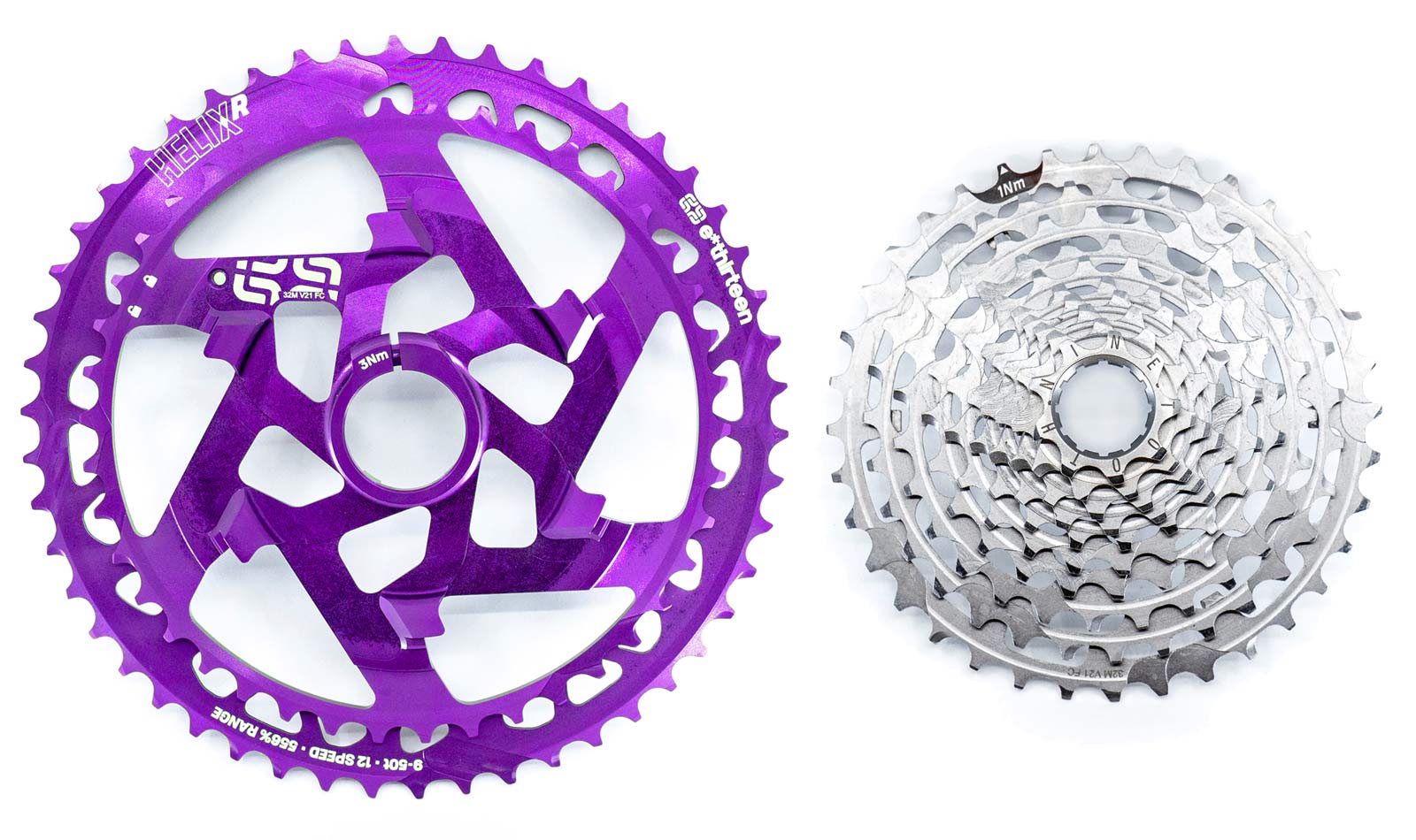 e*thirteen Helix R wide-range lightweight cassette, e13 12-speed or 11-speed, replaceable cog clusters