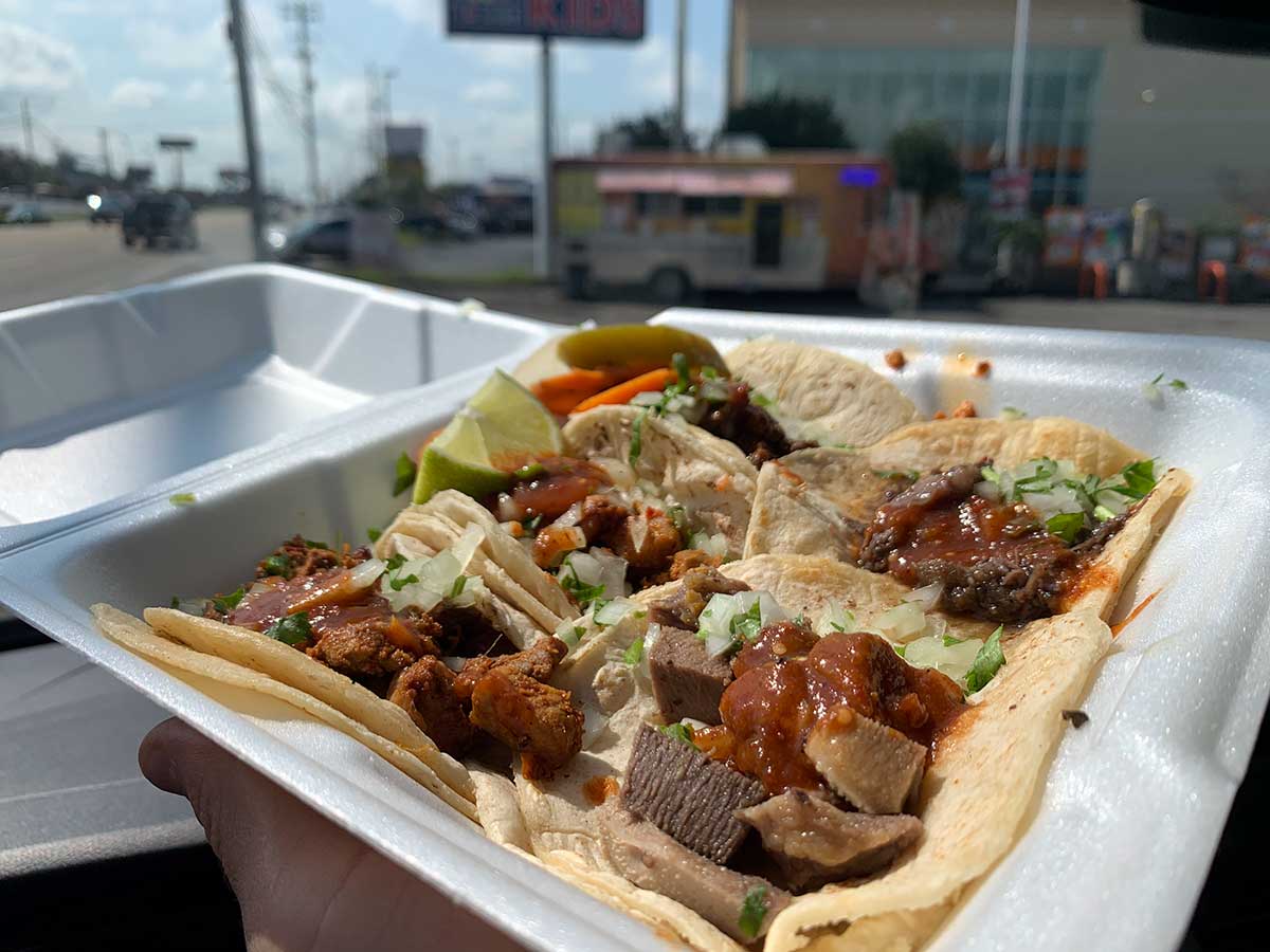 street tacos from taqueria la herradura food truck in knoxville tennessee