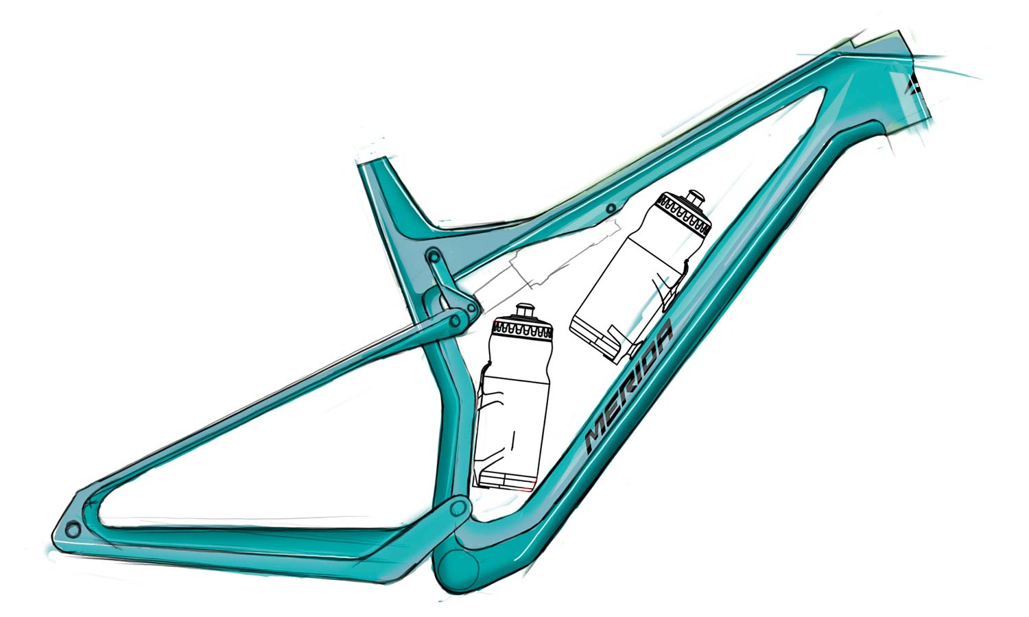 2021 Merida Ninety-Six XC mountain bike, lightweight carbon cross-country race OR light trail mountain bike, frame sketch
