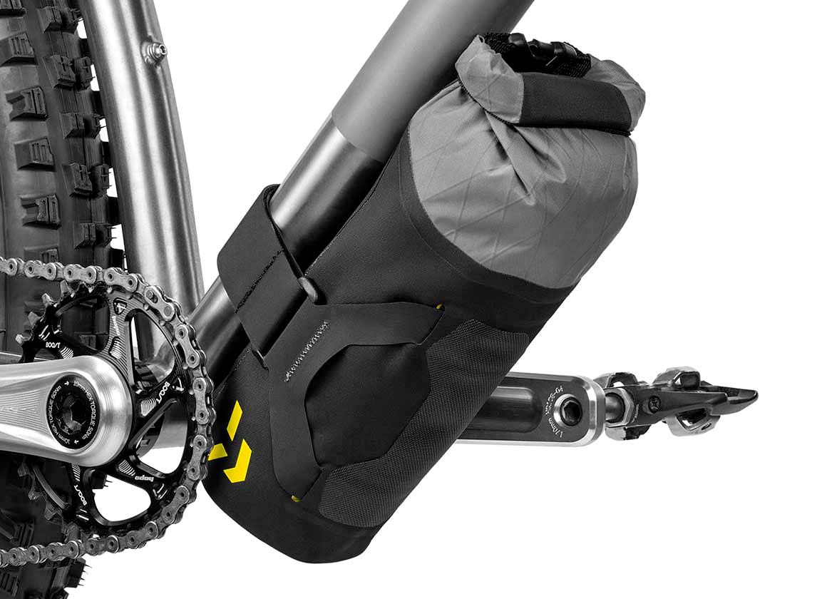 Apidura Backcountry bikepacking bags, updated lightweight waterproof off-road MTB adventure bike packs, downtube pack