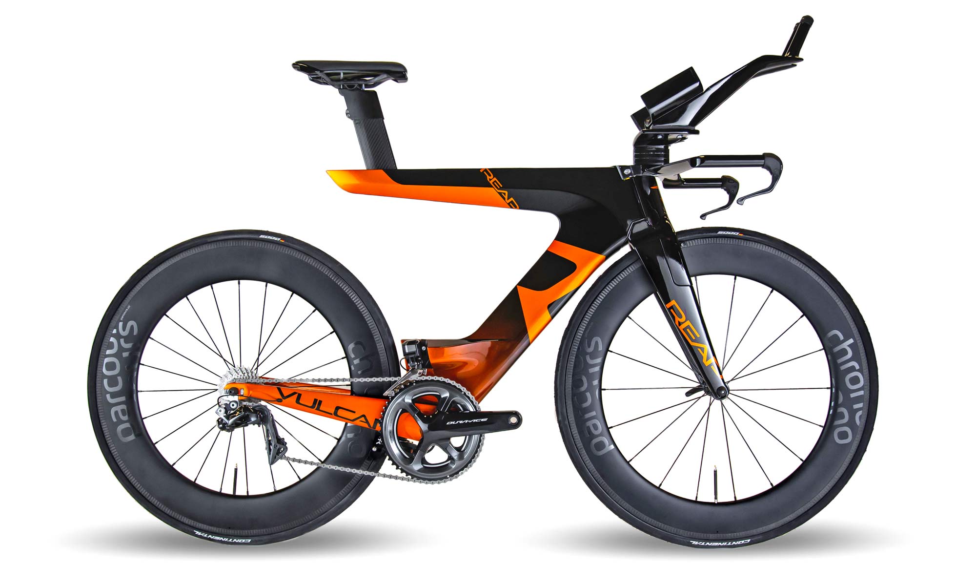 Reap Vulcan tri bike, UK-made carbon rim-brake triathlon beam bike, Dura-Ace Di2 complete