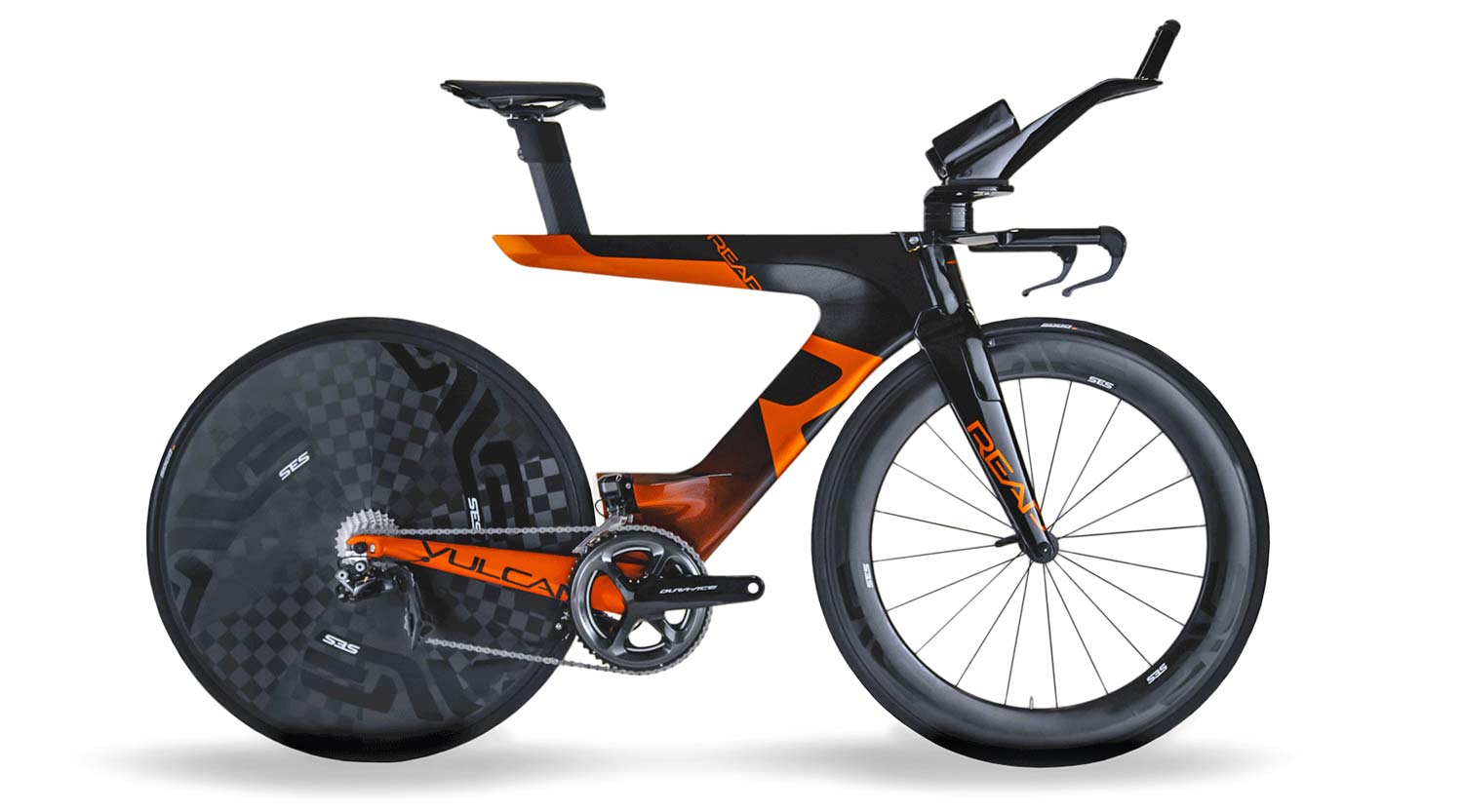 Reap Vulcan tri bike, UK-made carbon rim-brake triathlon beam bike, complete