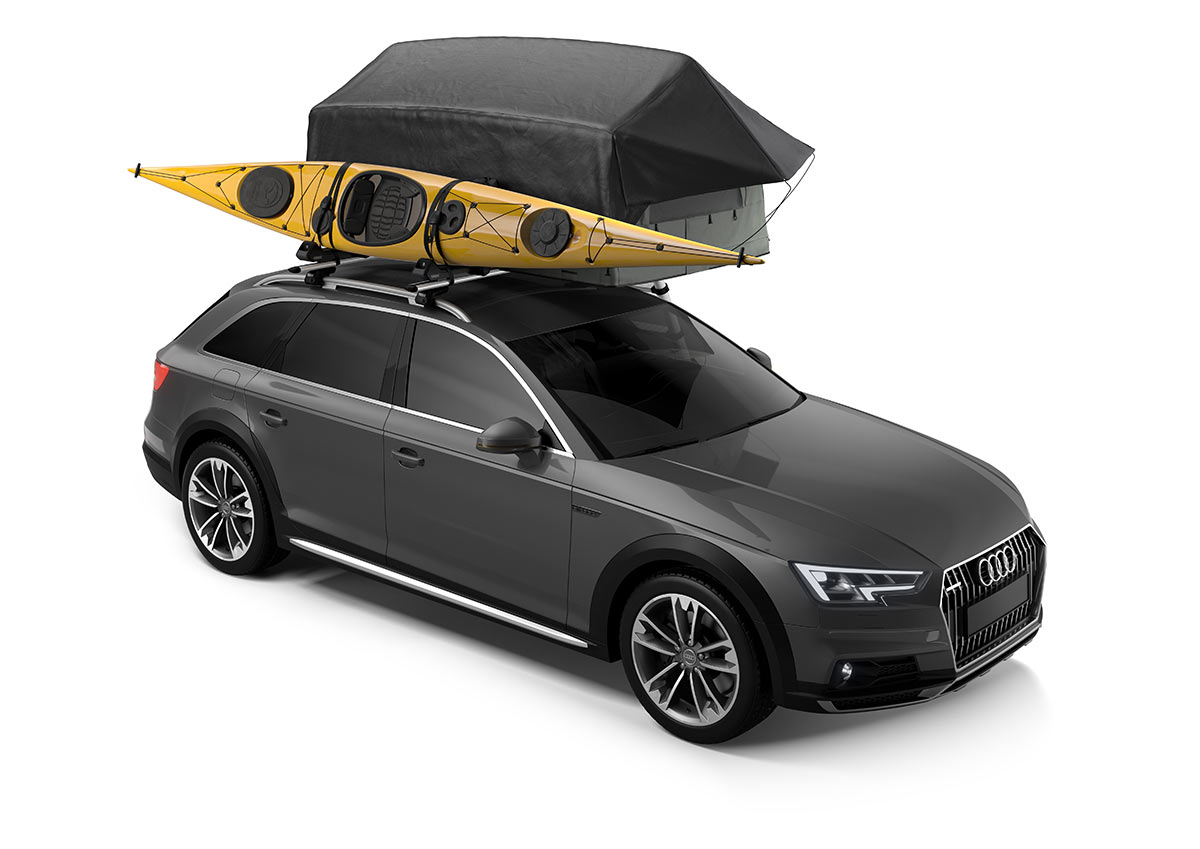 thule tepui vehicle roof tent for two people shown with rainfly attached